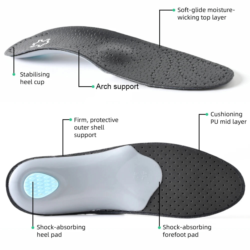 Leather Arch Support Insole For Flat Feet Orthotic Insole Sport Orthopedic Insole For Men Women O/X Leg Corrected Insoles