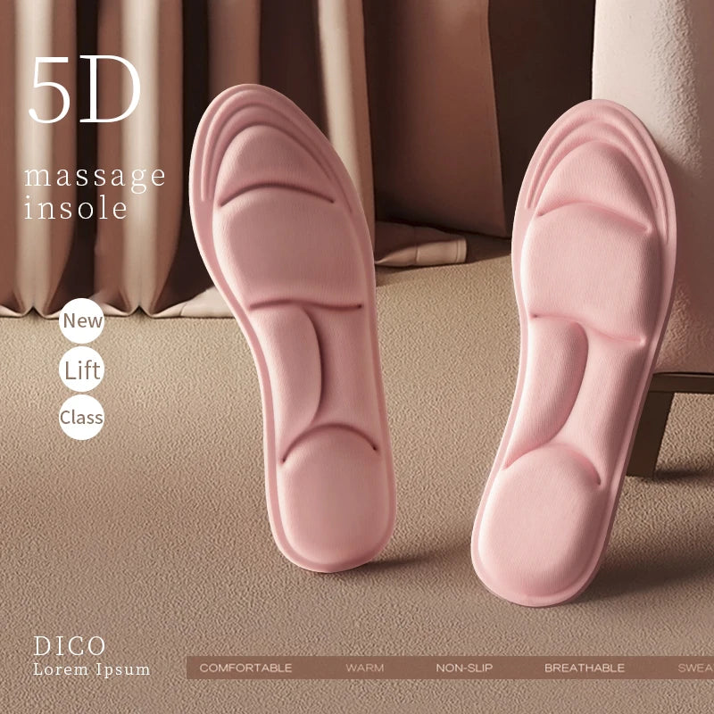 5D Insoles for Shoes Women Breathable Running Sport Insole Feet Arch Support Plantar Fasciitis Shoe Pads Memory Foam Shoe Sole
