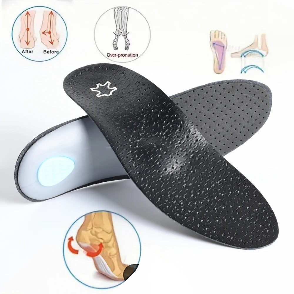Leather Arch Support Insole For Flat Feet Orthotic Insole Sport Orthopedic Insole For Men Women O/X Leg Corrected Insoles